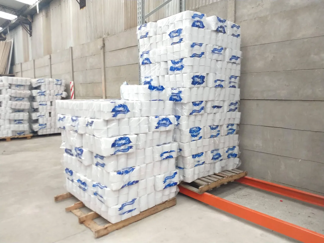Planta de Papelera Piumé con materia prima y equipos de producción de papel